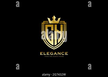 CK elegant luxury monogram logo or badge template with scrolls and royal crown - perfect for luxurious branding projects Stock Vector