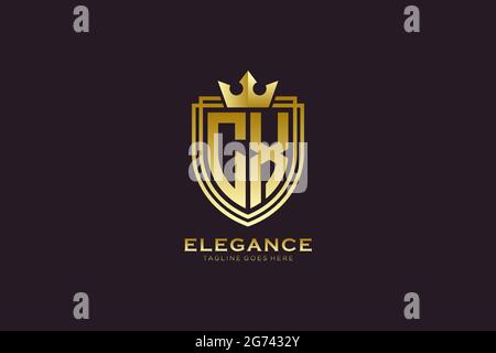 CX elegant luxury monogram logo or badge template with scrolls and royal crown - perfect for luxurious branding projects Stock Vector