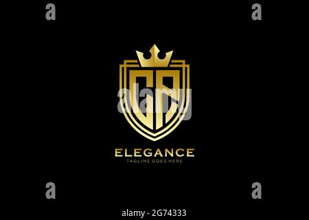 CP elegant luxury monogram logo or badge template with scrolls and royal crown - perfect for luxurious branding projects Stock Vector