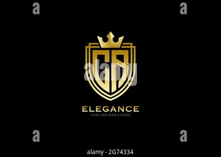 CR elegant luxury monogram logo or badge template with scrolls and royal crown - perfect for luxurious branding projects Stock Vector