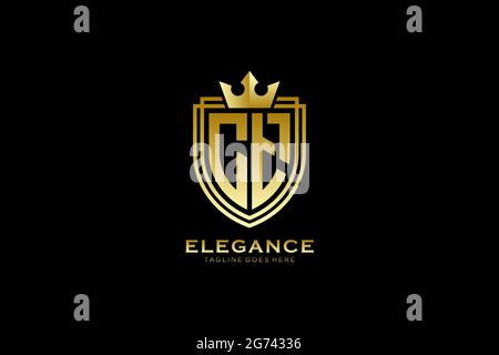CT elegant luxury monogram logo or badge template with scrolls and royal crown - perfect for luxurious branding projects Stock Vector