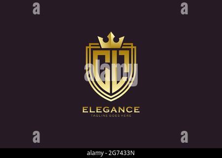CL elegant luxury monogram logo or badge template with scrolls and royal crown - perfect for luxurious branding projects Stock Vector