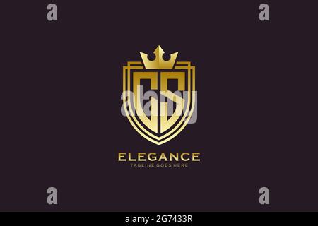 CS elegant luxury monogram logo or badge template with scrolls and royal crown - perfect for luxurious branding projects Stock Vector