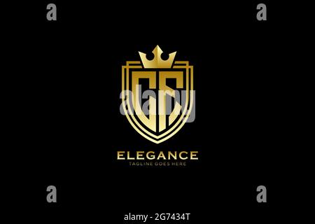 CF elegant luxury monogram logo or badge template with scrolls and royal crown - perfect for luxurious branding projects Stock Vector