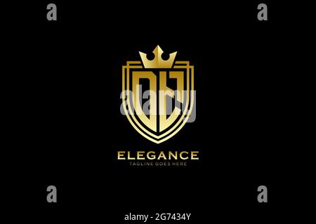 DT elegant luxury monogram logo or badge template with scrolls and royal crown - perfect for luxurious branding projects Stock Vector