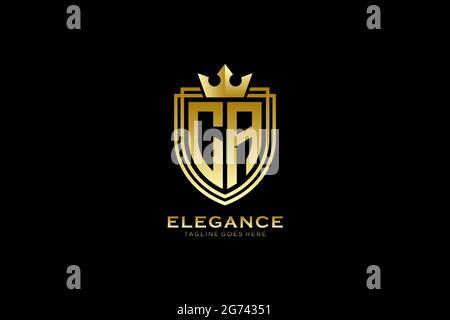 CA elegant luxury monogram logo or badge template with scrolls and royal crown - perfect for luxurious branding projects Stock Vector