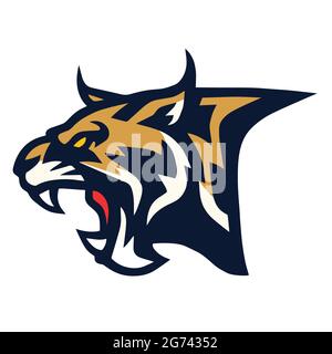 Bobcat Lynx Wildcat Angry Roaring Logo Sports Mascot Vector Illustration Icon Stock Vector