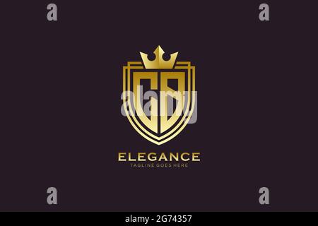CB elegant luxury monogram logo or badge template with scrolls and royal crown - perfect for luxurious branding projects Stock Vector