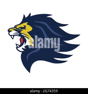 Lion Head Roaring Sports Logo Vector Icon Stock Vector