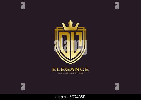 DL elegant luxury monogram logo or badge template with scrolls and royal crown - perfect for luxurious branding projects Stock Vector