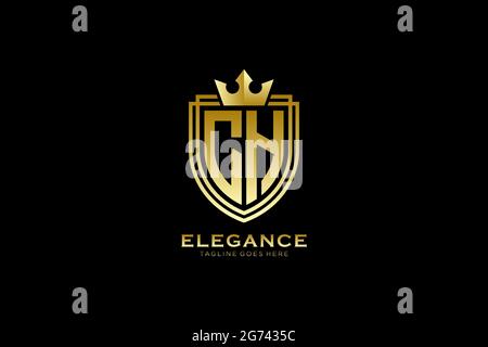 CH elegant luxury monogram logo or badge template with scrolls and royal crown - perfect for luxurious branding projects Stock Vector