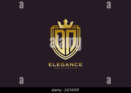 DN elegant luxury monogram logo or badge template with scrolls and royal crown - perfect for luxurious branding projects Stock Vector