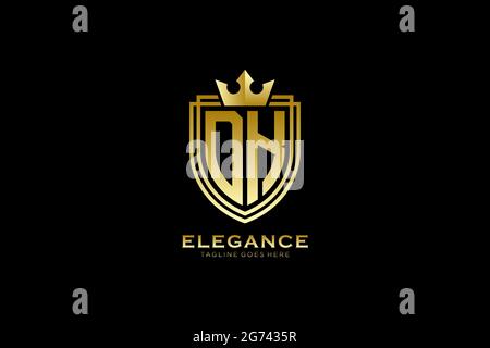 DK elegant luxury monogram logo or badge template with scrolls and royal crown - perfect for luxurious branding projects Stock Vector