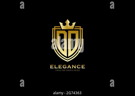 DO elegant luxury monogram logo or badge template with scrolls and royal crown - perfect for luxurious branding projects Stock Vector