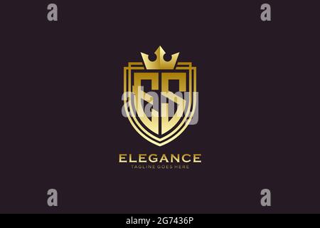 ES elegant luxury monogram logo or badge template with scrolls and royal crown - perfect for luxurious branding projects Stock Vector