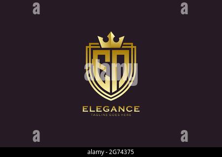 EN elegant luxury monogram logo or badge template with scrolls and royal crown - perfect for luxurious branding projects Stock Vector