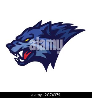 Angry Wolf Logo of Sports Mascot Design Vector Illustration Stock Vector