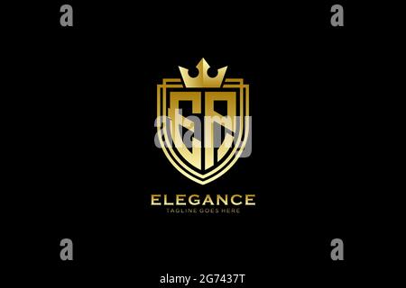 EP elegant luxury monogram logo or badge template with scrolls and royal crown - perfect for luxurious branding projects Stock Vector