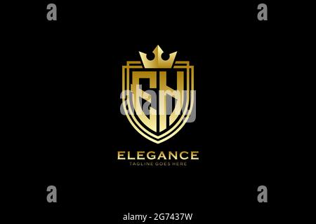 EH elegant luxury monogram logo or badge template with scrolls and royal crown - perfect for luxurious branding projects Stock Vector
