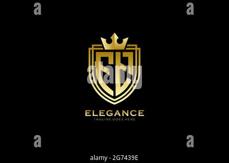 FT elegant luxury monogram logo or badge template with scrolls and royal crown - perfect for luxurious branding projects Stock Vector