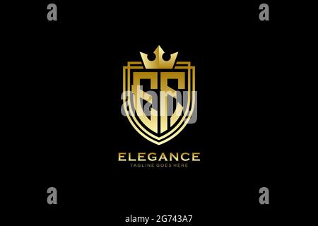 EF elegant luxury monogram logo or badge template with scrolls and royal crown - perfect for luxurious branding projects Stock Vector