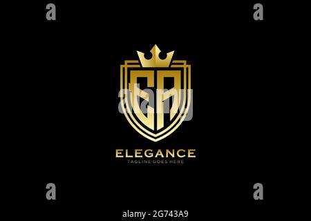 EA elegant luxury monogram logo or badge template with scrolls and royal crown - perfect for luxurious branding projects Stock Vector