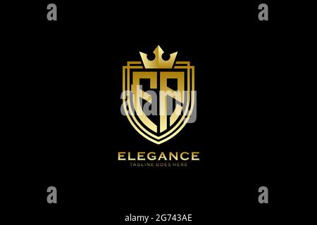 FP elegant luxury monogram logo or badge template with scrolls and royal crown - perfect for luxurious branding projects Stock Vector