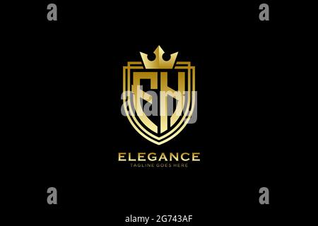 FK elegant luxury monogram logo or badge template with scrolls and royal crown - perfect for luxurious branding projects Stock Vector