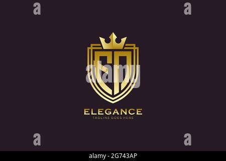 FN elegant luxury monogram logo or badge template with scrolls and royal crown - perfect for luxurious branding projects Stock Vector