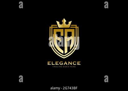 FA elegant luxury monogram logo or badge template with scrolls and royal crown - perfect for luxurious branding projects Stock Vector