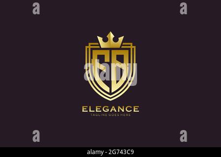 FB elegant luxury monogram logo or badge template with scrolls and royal crown - perfect for luxurious branding projects Stock Vector
