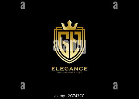 GT elegant luxury monogram logo or badge template with scrolls and royal crown - perfect for luxurious branding projects Stock Vector