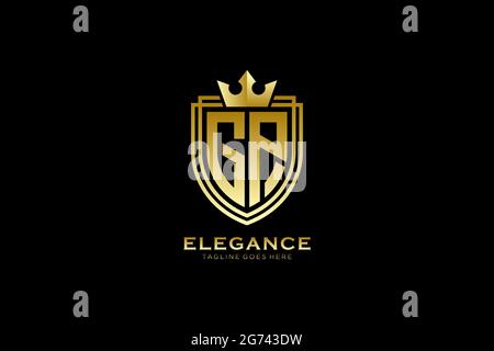 GP elegant luxury monogram logo or badge template with scrolls and royal crown - perfect for luxurious branding projects Stock Vector