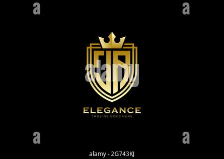 JR elegant luxury monogram logo or badge template with scrolls and royal crown - perfect for luxurious branding projects Stock Vector