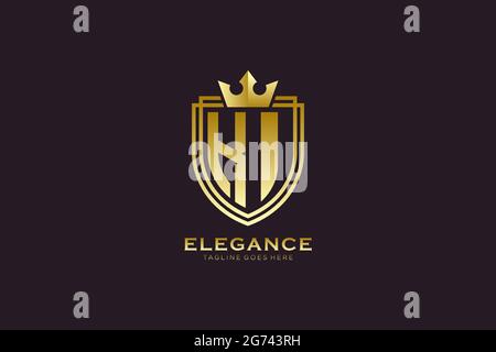 KI elegant luxury monogram logo or badge template with scrolls and royal crown - perfect for luxurious branding projects Stock Vector