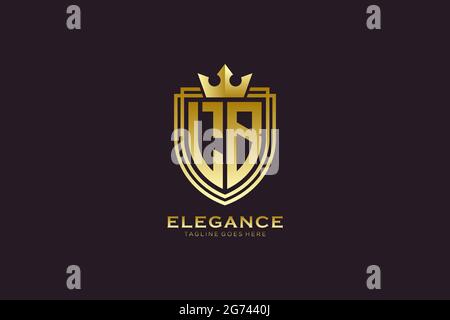 LB elegant luxury monogram logo or badge template with scrolls and royal crown - perfect for luxurious branding projects Stock Vector