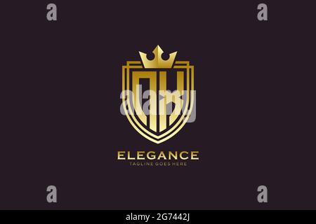 NX elegant luxury monogram logo or badge template with scrolls and royal crown - perfect for luxurious branding projects Stock Vector