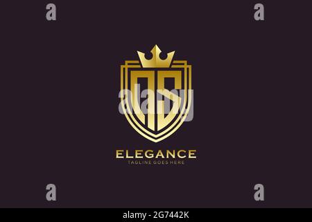 NS elegant luxury monogram logo or badge template with scrolls and royal crown - perfect for luxurious branding projects Stock Vector