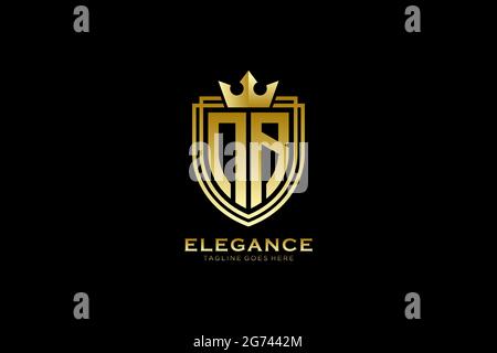 NR elegant luxury monogram logo or badge template with scrolls and royal crown - perfect for luxurious branding projects Stock Vector
