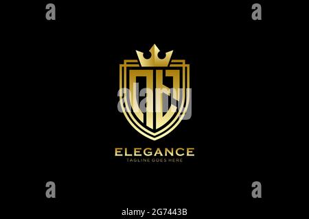 NT elegant luxury monogram logo or badge template with scrolls and royal crown - perfect for luxurious branding projects Stock Vector