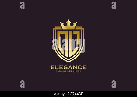 NL elegant luxury monogram logo or badge template with scrolls and royal crown - perfect for luxurious branding projects Stock Vector