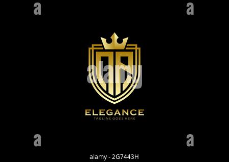 NP elegant luxury monogram logo or badge template with scrolls and royal crown - perfect for luxurious branding projects Stock Vector
