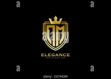 NM elegant luxury monogram logo or badge template with scrolls and royal crown - perfect for luxurious branding projects Stock Vector
