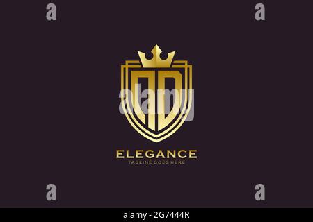 ND elegant luxury monogram logo or badge template with scrolls and royal crown - perfect for luxurious branding projects Stock Vector