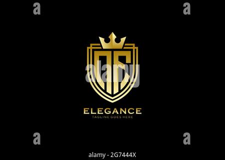 NF elegant luxury monogram logo or badge template with scrolls and royal crown - perfect for luxurious branding projects Stock Vector