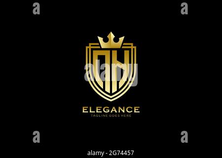 NH elegant luxury monogram logo or badge template with scrolls and royal crown - perfect for luxurious branding projects Stock Vector