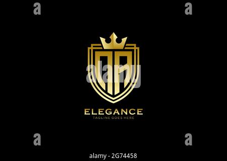 NA elegant luxury monogram logo or badge template with scrolls and royal crown - perfect for luxurious branding projects Stock Vector