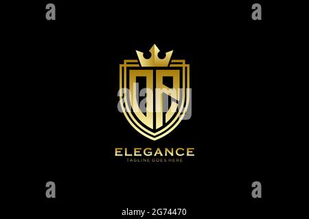 OP elegant luxury monogram logo or badge template with scrolls and royal crown - perfect for luxurious branding projects Stock Vector