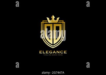 OO elegant luxury monogram logo or badge template with scrolls and royal crown - perfect for luxurious branding projects Stock Vector