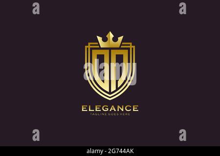 ON elegant luxury monogram logo or badge template with scrolls and royal crown - perfect for luxurious branding projects Stock Vector